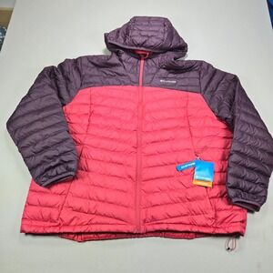 Columbia Puffer Jacket Omni-Shield Down Fill Colorblock Purple Pink Women 3X NWT
